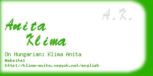 anita klima business card